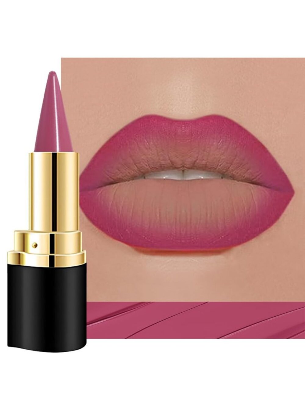 Women 1Pcs-C08 Dark Pink Shimmery Metallic Cone-Tip Glitter Lipstick Lip Liner